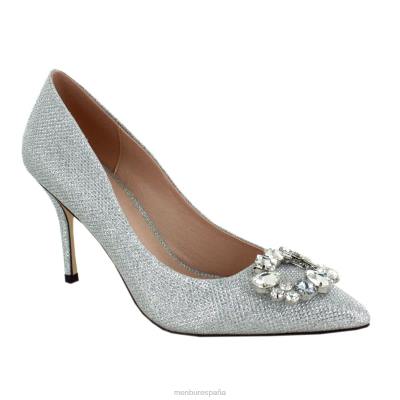 Menbur mujer tagliato 204L2186 tacones medios y bajos plata
